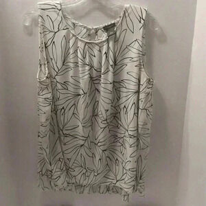 Ann Taylor Black and White Print Sleeveless Shell Blouse Size L